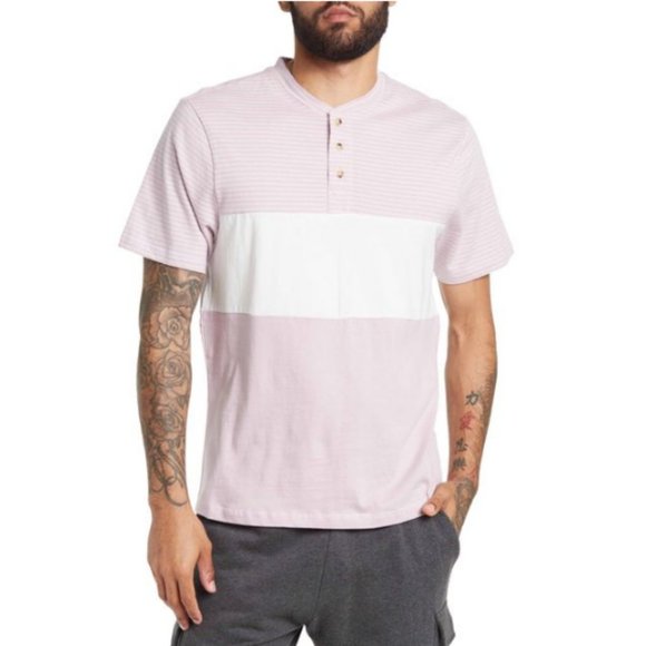CLEARANCE NWOT Soveirgn Code LA Lavender Ridgeline Colorblock Henley - Picture 1 of 6